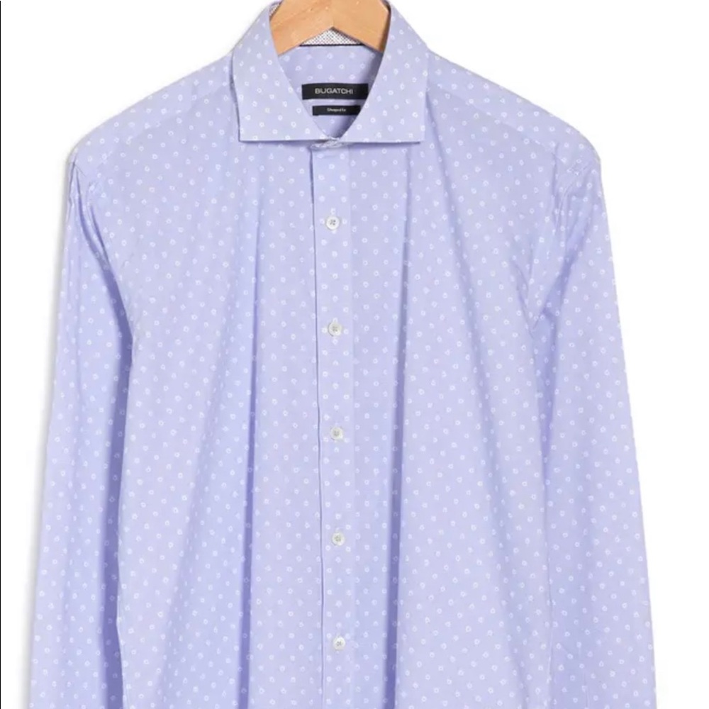 Bugatchi Micro Print Long Sleeve Shaped Fit Shirt-XL